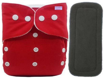 Jingle Kids Pack of 1 Reusable & Adjustable All in One Adjustable Sizes Pocket Style Baby Cloth Diapers Nappies with1 Bamboo Charcoal Inserts(Multi-Layers ) Wetfree For New Borns/Infants| Age 0-24 Months(SMALL-MEDIUM-LARGE)(3-16KGS,RED)