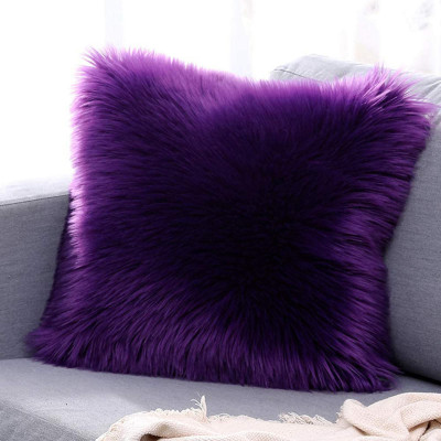 Angel Mommy Fur Cushions with Insert Filler Microfibre Solid Cushion Pack of 1(Purple)