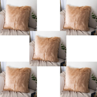 Angel Mommy Fur Cushions with Insert Filler Microfibre Solid Cushion Pack of 5(Golden)
