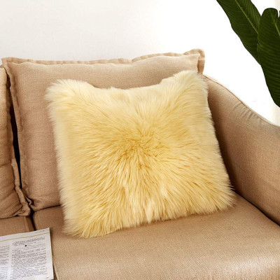 Angel Mommy Fur Cushions with Insert Filler Microfibre Solid Cushion Pack of 1(Ivory)