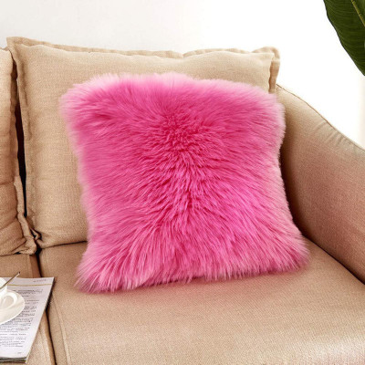 Angel Mommy Microfibre Cushion Pack of 1 Solid Fur Cushions with Insert Filler(Baby Pink)