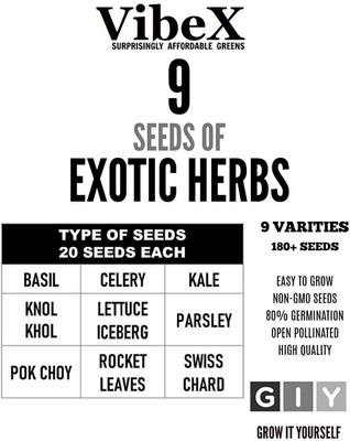 CYBEXIS 9-Varieties-F1 Hybrid 9 Variety of Fruits and Vegetable Seeds Seed(10 g)
