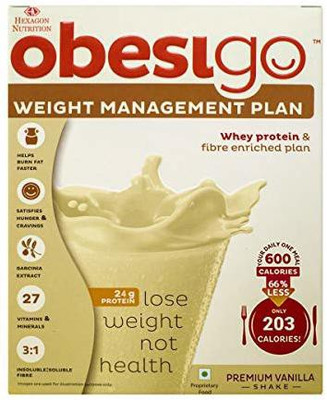 Obesigo Meal Replacement and Weight Management Plan - Box of 7 Sachets - Vanilla Flavor- Whey Protein(350 g, Vanilla)