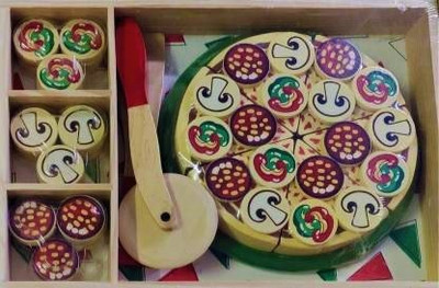 Om Enterprise Colourful Delicious Wood Pizza with 54 Toppings, Spatula and Pizza Cutter
