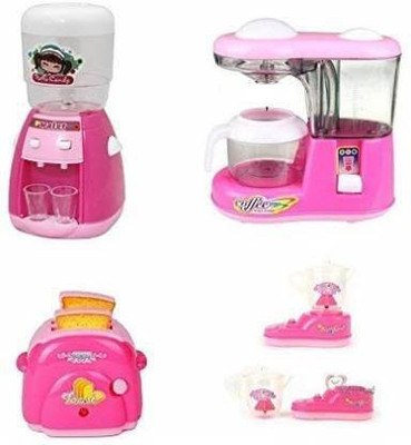 Tyrus one Kitchen Toy Set Household Appliance Kitchen Play Set Pretend Food Play for Kids Girls, Mini Dream Kitchen Appliance Play Toy Set for Kids, Set of 4 Pcs Coffee m