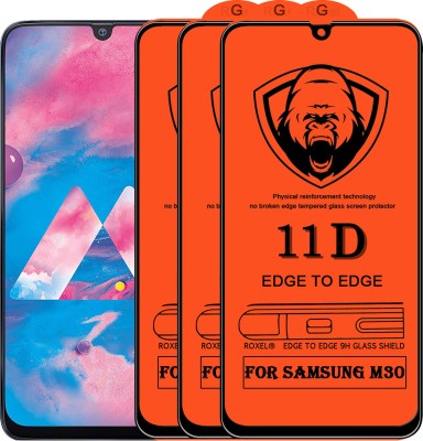Roxel Edge To Edge Tempered Glass for Samsung Galaxy M30(Pack of 3)