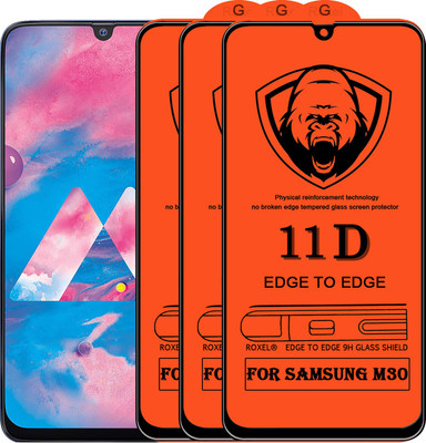 Roxel Edge To Edge Tempered Glass for Samsung Galaxy M30(Pack of 3)