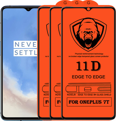 SoftTech Edge To Edge Tempered Glass for Oneplus 7T(Pack of 2)