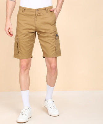 Louis Philippe Jeans Solid Men Khaki Cargo Shorts