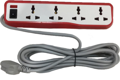 HAVELLS Eco Star 4+1 Surge & Spike Guard with 4m Wire 4  Socket Extension Boards(White, Red, Grey, 4 m)