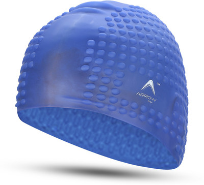ArrowMax HIGH STRETCH BUBBLES SWIMMING CAP FOR LONG AND SHORT HAIR, EASY COMFORT & DURABLE Swimming Cap(Blue, Pack of 1)