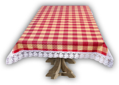 The Furnishing Tree Printed 6 Seater Table Cover(Maroon, PVC)