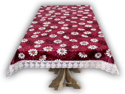 The Furnishing Tree Printed 6 Seater Table Cover(Red, PVC)