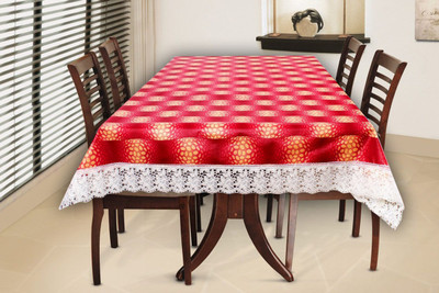 The Furnishing Tree Printed 4 Seater Table Cover(Red, PVC)