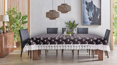 The Furnishing Tree Printed 8 Seater Table Cover(Brown, PVC)
