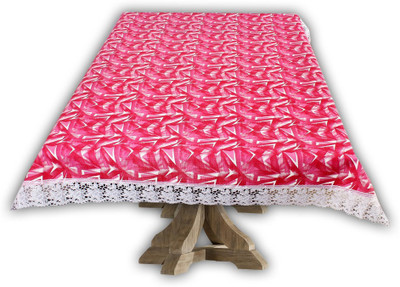 The Furnishing Tree Printed 6 Seater Table Cover(Red, PVC)