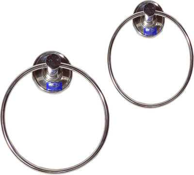 LMX Round Towel Ring/Towel Holder Stainless Steel Full Solid for Heavy Duty (Silver) Concealed 180 gm 2 peice set SILVER Towel Holder(Steel)