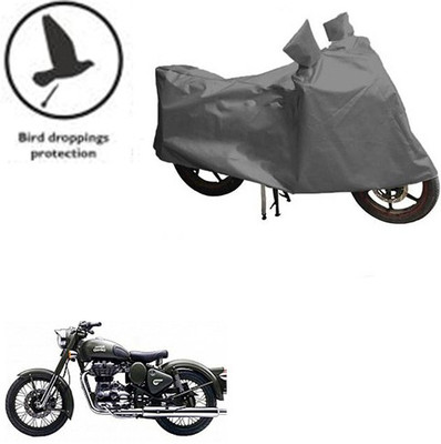 saanvi Waterproof Two Wheeler Cover for Royal Enfield(Battle Green, Grey)