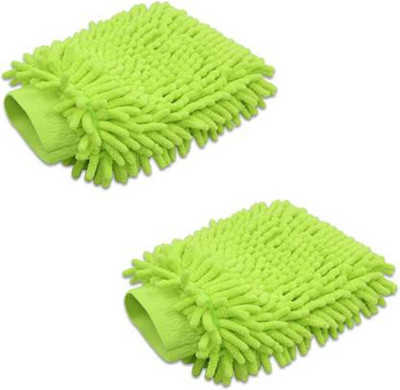 FOZIA Microfiber Vehicle Washing  Hand Glove(Pack Of 2)