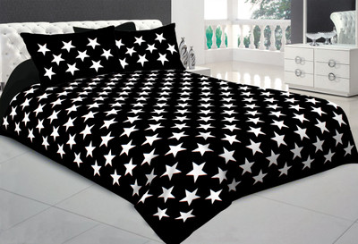 Satrim Cotton King Flat 280 TC Printed Bedsheet(Pack of 1, Black)