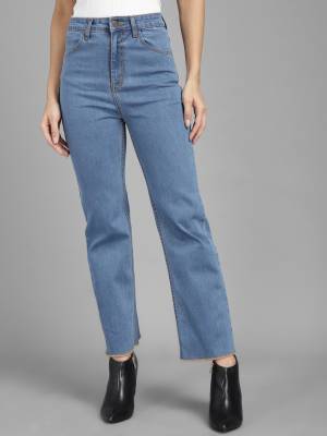 High Waist Flared Fit Regular Length Clean Look Denim Flared Women Blue Jeans