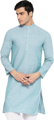 Vastraa Fusion Men Solid Straight Kurta(Light Blue)