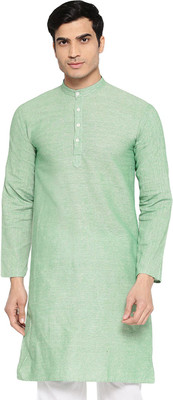 Vastraa Fusion Men Solid Straight Kurta(Light Green)