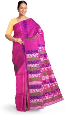 Pradip Fabrics Woven Tant Cotton Blend Saree(Pink)