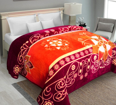 IWS Self Design Double Mink Blanket for  Mild Winter(Polyester, Multicolor)