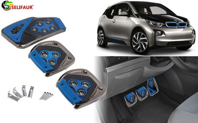 Selifaur B4P34 - 3 Pcs Blue Non-Slip Manual Car Pedals kit Pad Covers Set Car Pedal