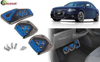 Selifaur B4P13 - 3 Pcs Blue Non-Slip Manual Car Pedals kit Pad Covers Set Car Pedal