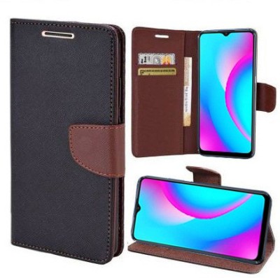 Fresca Flip Cover for Realme C15, Realme C15 Qualcomm Edition(Brown, Shock Proof, Pack of: 1)