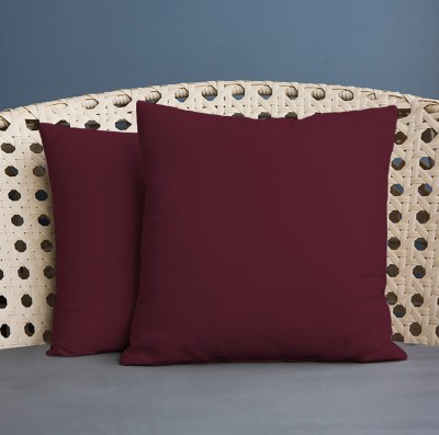 BIRDWING Cotton Cushions Cover(Pack of 2, 35.56 cm*35.56 cm, Maroon)