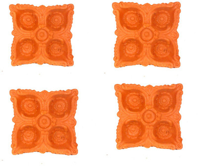 SUNINOW Green Diya set for diwali combo | diya combo Terracotta (Pack of 4) Table Diya Set(Height: 4 inch)