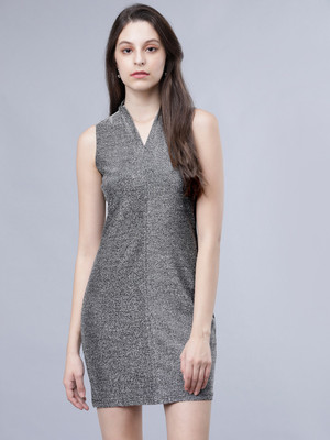 Tokyo Talkies Women A-line Silver Midi/Calf Length Dress