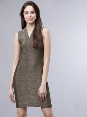 Tokyo Talkies Women A-line Gold Midi/Calf Length Dress