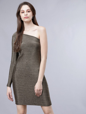 Tokyo Talkies Women A-line Gold Midi/Calf Length Dress