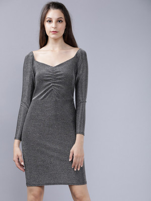 Tokyo Talkies Women A-line Silver Midi/Calf Length Dress