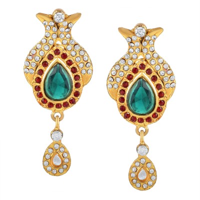 MissMister Micron Goldplated Faux Emerald CZ Earrings (MM3858ERTS) Cubic Zirconia Brass Drops & Danglers