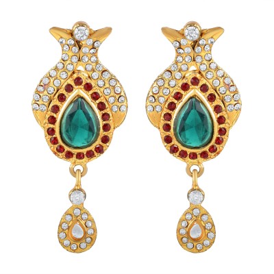 memoir Goldplated Faux Emerald CZ Earrings (ERTS3858) Cubic Zirconia Brass Drops & Danglers