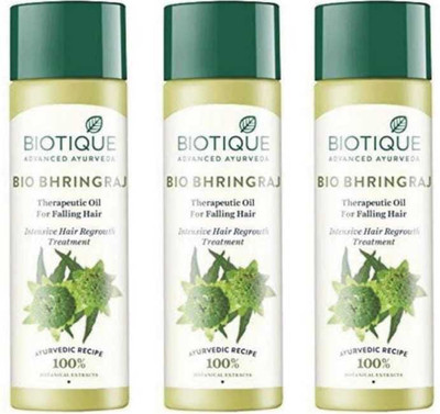BIOTIQUE Bio Bhringraj Growth hair 120 ML pk of 3 Hair Oil(360 ml)