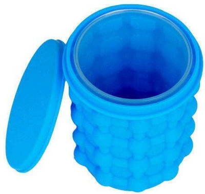 VVG TRADERS 1 L Silicone Ice Cube Maker, Saving Ice Cube Maker, Bucket Revolutionary Space Saving Ice-Makers for Home Ice Bucket (Blue) Ice Bucket(Blue)
