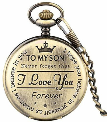 RainSound Son Gift Message Engraved Pocket Watch Key Chain