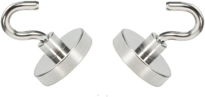 ALEAF 2 Pieces of 25mm Strong Magnetic Hooks - Neodymium Magnetic Hooks for Multi-Purpose Hanging - Heavy Duty Magnets 20 Lbs Hook 1(Pack of 2)