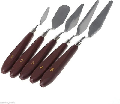 Pehrovin wooden and metal 5 Paint Wells Palettes(Set of 5, brown and silver)