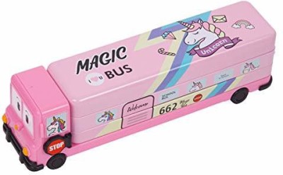 Spocco NA Bus Shape Art Metal Pencil Box(Set of 1, Pink)