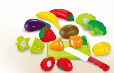 ALLAMWAR Realistic Sliceable 12 Pcs Fruits and Vegetables Cutting Play Toy Set