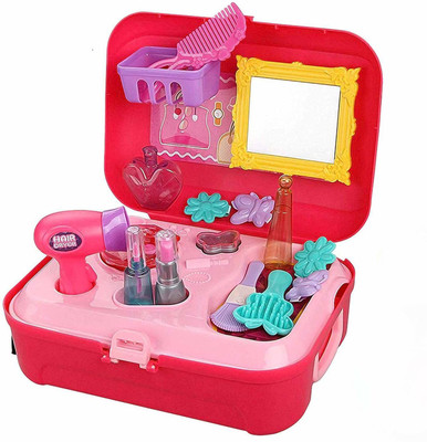 himanshu tex Carry Along Beauty Back Pack Play Set Toy , Pretend Play Suitcase with Makeup & Cosmetics Kit -Set of 21 Pieces