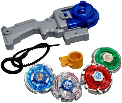 Honeybun 4 in 1 Beyblades Metal Fighter Fury with Fight Ring and Handle Launcher(Multicolor)
