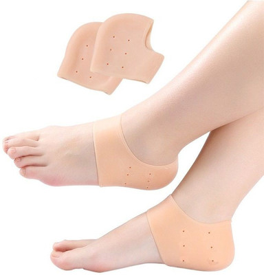 Fulkiza 1 Pair Silicon Gel Heel Socks Pad Heel Pain Relief Heel Support Heel Support(Beige)